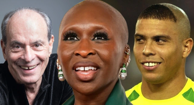 Cynthia Erivo, Ney Matogrosso e Ronaldo sorrindo com seus diastemas.
