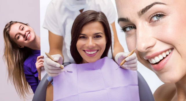 Mulheres sorrindo após tratamento de odontologia estética em Goiânia.